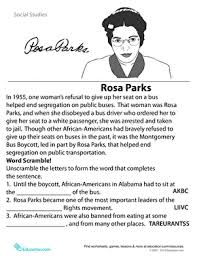 Rosa Parks Historical Heroes Worksheet Education Com History Worksheets Black History Month Activities Historical Heroes