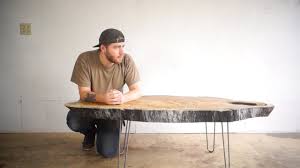 50 long x 26 (wider part) / 23. Build A Live Edge Modern Coffee Table From A Slab Of Wood
