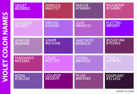 Shades Of Purple Color Chart With Names Www