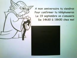 Invitation anniversaire star wars à imprimer avec les personnages de dark vador et le sage yoda. Organisation D Anniversaire Star Wars Le Coin D Ismael
