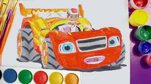 Blaze and the monster machines coloring pages crusher. Blaze And The Monster Machines Race Car Draw And Colour Coloring Pages For Kids Rainbow Tv Youtube