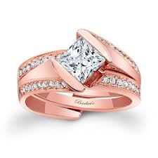 Opal rose gold wedding engagement ring set 14k 925 sterling silver cz diamond matching band antique vintage bridal promise anniversary gift lstudioc. Barkev S Princess Cut Rose Gold Diamond Bridal Set 8181sp Barkev S