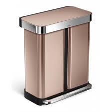 Simplehuman Dual Recycling Bin Rose Gold 58l Binopolis Simplehuman Recycle Trash Trash Can