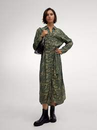 Leaf Print Shirt Dress Green Woman Parfois Com