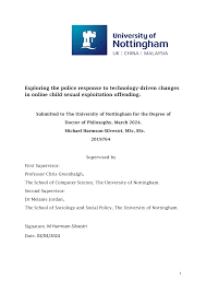 Exploring the police response to technology-driven changes in online child  sexual exploitation offending. Signature. M Harmson-S