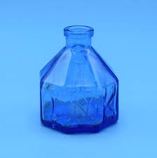 Wheaton Blue Ink Bottle Vintage Small Glass Inkwell Octagon Blue Glass Bottles Blue Ink Inkwell