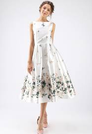 Fallen Rosa Printed Prom Dress In White Printed Prom Dresses One Piece Dress Floral Chiffon Dress