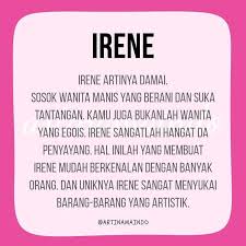 Name Meaning Indonesia Di Instagram Tag Saudara Atau Teman Mu Yang Bernama Irene Kalian Bisa Dm Nama Kalian Dan Mari Cari Tahu Arti Specialn Tahu Nama Teman
