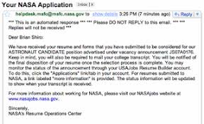 astronaut application submitted