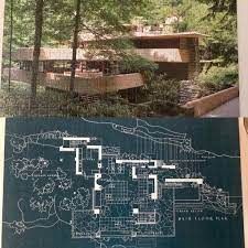 Finished puzzle measures 24 x 18. 500 Pc Double Sided Puzzle Of Frank Lloyd Wright S Fallingwater Image Side Glossy And Blueprint Side Matte Jigsawpuzzles