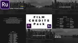 A collection of adobe premiere pro titles, including three lower thirds, an end credit, and an empty title to set as your default. Film Credits Pack Premiere Rush Templates Motion Array