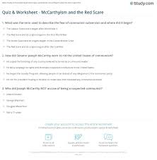 What do you know about this era? Quiz Worksheet Mccarthyism And The Red Scare Study Com
