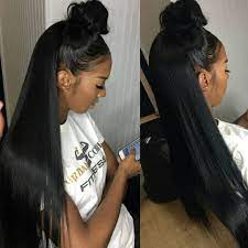 Besides, with the awesome hairstyles listed below you will attract attention, admiring glances and sincere smiles. Half Up Half Down Peruvian Straight Bundles Stizzy Mayvenn Com Hair Styles Baby Hairstyles Wig Hairstyles