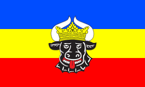 The arms are a combination of the bull's head of mecklenburg, the griffin of pommern and the eagle of brandenburg. Mecklenburg Heraldik Wiki