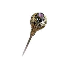 Victorian Amethyst Hat Pin Etruscan C 1880s Hat Pins Victorian Hats Victorian
