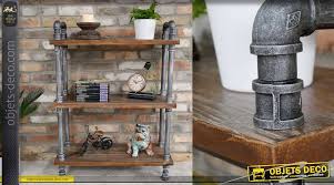 Décorez votre bureau avec de solides étagères murales. Meuble D Appoint En Bois Et Metal Style Industriel Esprit Ancienne Plomberie