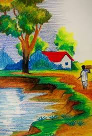 Easy Paintings For Kids Google Search Colorful Drawings Scenery Drawing For Kids Easy Scenery Drawing