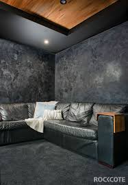 Moody Black Venetian Plaster Media Room Rockcote Venetianplaster Homedecor Blackwall Polishe Stucco Interior Walls Venetian Plaster Walls Venetian Plaster