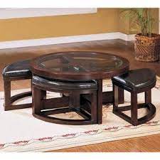 Check spelling or type a new query. Trent Home Redell Round Glass Top Cocktail Table With 4 Ottomans In Dark Redwood Walmart Com Coffee Table With Seating Coffee Table Round Ottoman Coffee Table