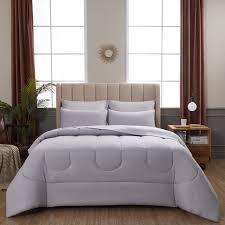 Poor cotton qualityikeawhatidoi bought this comforter set to match my new headboard however i washed the sheets set and i was in shock the how hard is the. Mainstays 8 Piece Solid Bed In A Bag Bedding Comforter Set Gray King Walmart Com Walmart Com