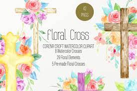 Download Watercolor Clipart Floral Cross 68298 Illustrations Design Bundles