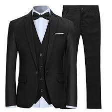 Men's party suit solid color prom suit for themed party events clubbing jacket with tie pants. Mens Suits 3 Piece Slim Fit Wedding Formal Tuxedo One Button Close Blazers Jacket Waistcoat Trousers Buy Online In Sri Lanka At Desertcart Lk Productid 96766242