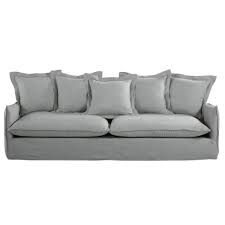Bezug für ektorp récamiere rechts. 5 Sitzer Sofa Bezug Aus Gewaschenem Leinen Hellgrau Barcelone Maisons Du Monde