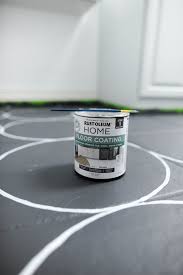 The kit comes with a deglosser designed to clean your cabinets and remove anything that might prevent paint from sticking. Painting A Pattern Onto Floor Tile With Rust Oleum Home Floor Coating All Things Thrifty