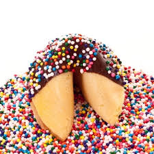Traditional Fortune Cookies Chocolate Covered with Rainbow Sprinkles