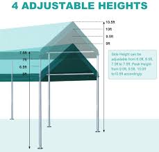 For this tent, made with premium iron, 90g/m2 pe materials and delicate treatment, it ensures great durability and reliability. Amazon Com Advance Outdoor 10x20 Ft Heavy Duty Carport Car Canopy Garage Boat Shelter Party Tent Adjustable Height From 6 0ft To 7 5ft Green Garden Outdoor