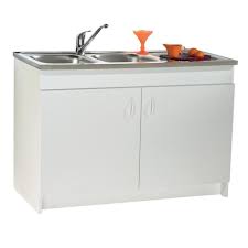 meuble sous evier 2 portes melamine blanc 90x60 cdiscount maison
