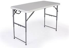 Displays2go Adjustable Height Folding Table 4 Feet White Folding Table Adjustable Height Table Furniture