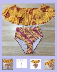 2 Piece Swimsuit Terra Maya Bikinis Yellow None Casual Mixed Print Fabric Textile The Beautiful Days