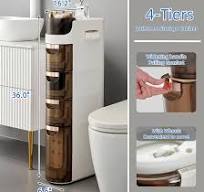 Amazon.com: MOSAMNI 4-Tier Slim Bathroom Storage Cabinet, Plastic Narrow  Bathroom Organizers and Storage with Drawers for Small Spaces : Home & ...
