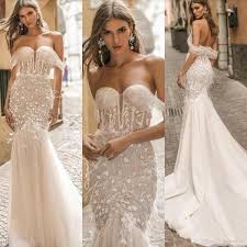Der ultimative guide für eure hochzeitskleider. Grosshandel Berta Privee 2019 Brautkleider Aus Schulter Spitze Appliques Illusion Meerjungfrau Hochzeitskleid Mit Federn Ausgesetztes Boning Brautkleider Von Huifangzou 146 98 Auf De Dhgate Com Dhgate
