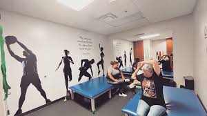 We are loving our new mural wall in our PT room! Dr. Earley came up with  the design and Budget Signs brought it to life! #huebnerchiropractic  #sanantoniochiropractor #muralwall