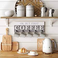 Maybe you would like to learn more about one of these? Barnyard Designs Ok But First Coffee Mug Holder Rack Display Rustic Farmhouse Wood Coffee Wall Decor Sign For Kitchen Bar Cafe 24 X 8 5 Buy Online At Best Price In
