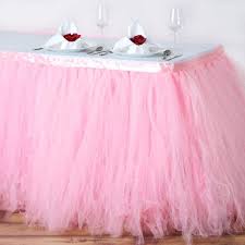 17ft Pink Rose Quartz 4 Layer Tulle Tutu Pleated Table Skirts Tutu Table Skirt Tutu Table Tulle Table Skirt