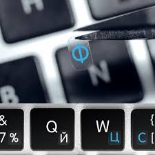 Overlays are manufactured of durable lexan.they won't tear, crack, discolor, or slip off even after years of use. Russian Ukrainian English Non Transparent Multilingual Keyboard Stickers On Black Background