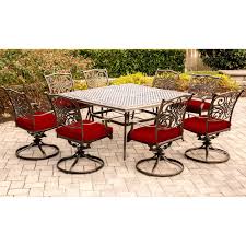 Hanover Traditions Aluminum 9 Piece Square Patio Dining Set With Swivel Chairs And Optional Umbrella In 2020 Patio Dining Set Outdoor Dining Set Outdoor Dining