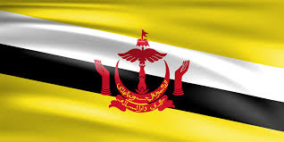 The red crest consists of a crescent facing upwards, joined with a parasol, with hands on the sides. Flagge Von Brunei Sultanat Wagrati