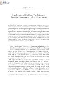 PDF) Engelhardt and Children: The Failure of Libertarian Bioethics in  Pediatric Interactions