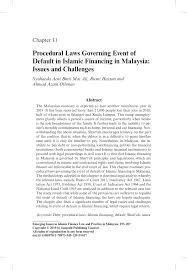 Your house is your biggest investment, and likely one of your most sentimental possessions. Pdf Procedural Laws Governing Event Of Default In Islamic Financing In Malaysia Issues And Challenges