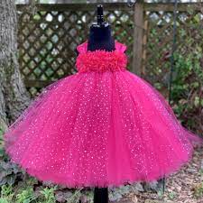 Fuchsia Flower Girl Dress Sparkle Dot Tulle Floral Bodice Etsy Flower Girl Dresses Tulle Flower Girl Dresses Baby Birthday Dress