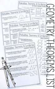 This 21 Page High School Geometry Theorems Postulates Corollaries List Would Be Perfect To Help My Mat Geometry High School Geometry Proofs Teaching Geometry