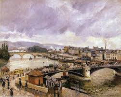 The Pont Boieldieu Rouen Rain Effect By Camille Pissarro Canvas Art Print Camille Pissarro Camille Pissarro Paintings French Impressionist Painters