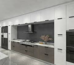 white and grey acrylic kitchen with two