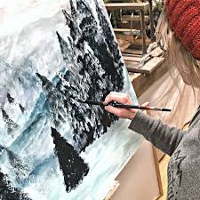 She explains which brushes to use and how to load your brush with paint. Adding Snow On Pine Trees In Acrylic Paint Jennifer Rizzo Jennifer Rizzo