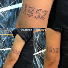 Old English Script Outline Of The Year 1952 Apprenticetattooist Tattooapprentice Tattoodesign Tat Old English Tattoo Number Tattoos Tattoo Script Fonts