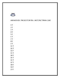 Perhaps it was the unique r. The Boston Tea Party A History Trivia Quiz Tpt